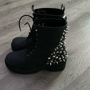 Steve Madden StMarks Black Leather Combat Boots